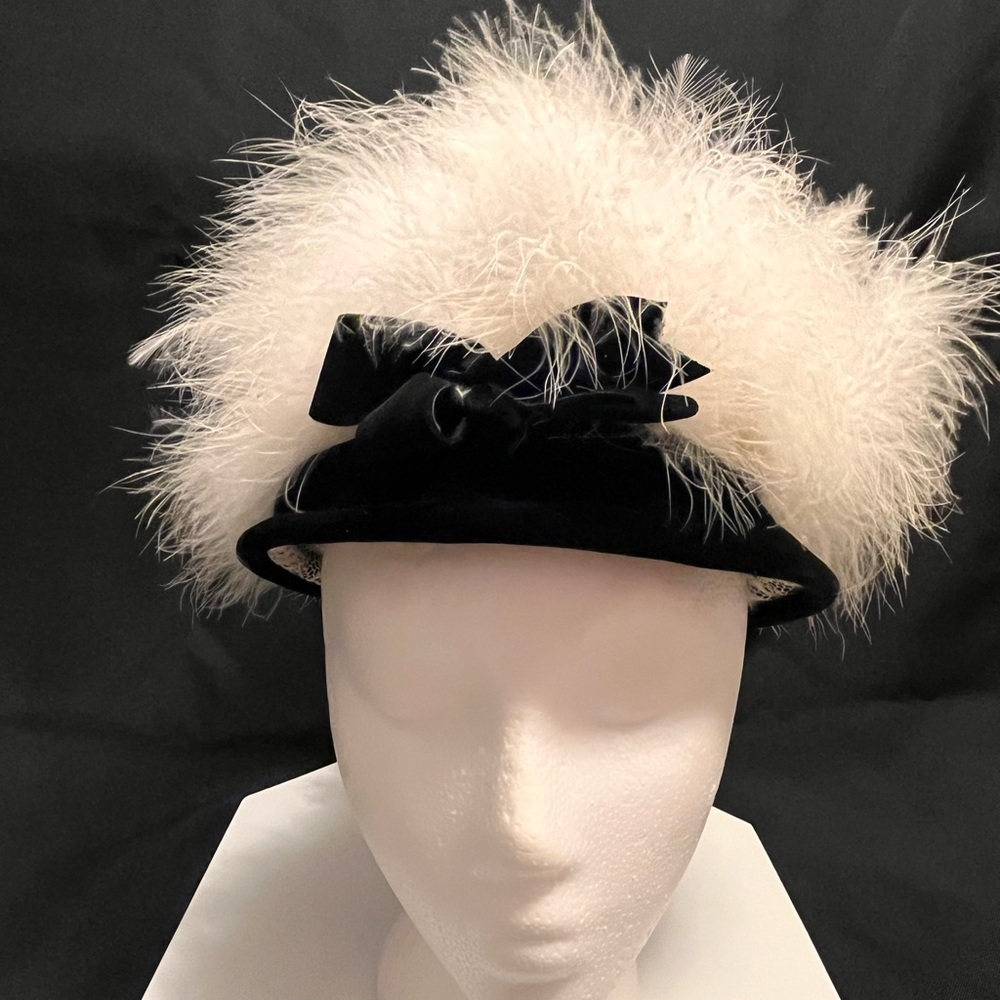 Vintage Union Made Velvet Hat with feathers